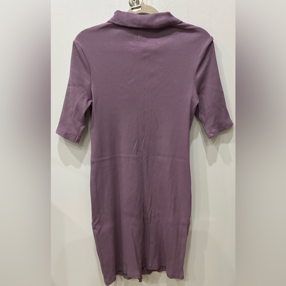 Lilac Ribbed Stretch Knit Button Down Gap Dress - image 2